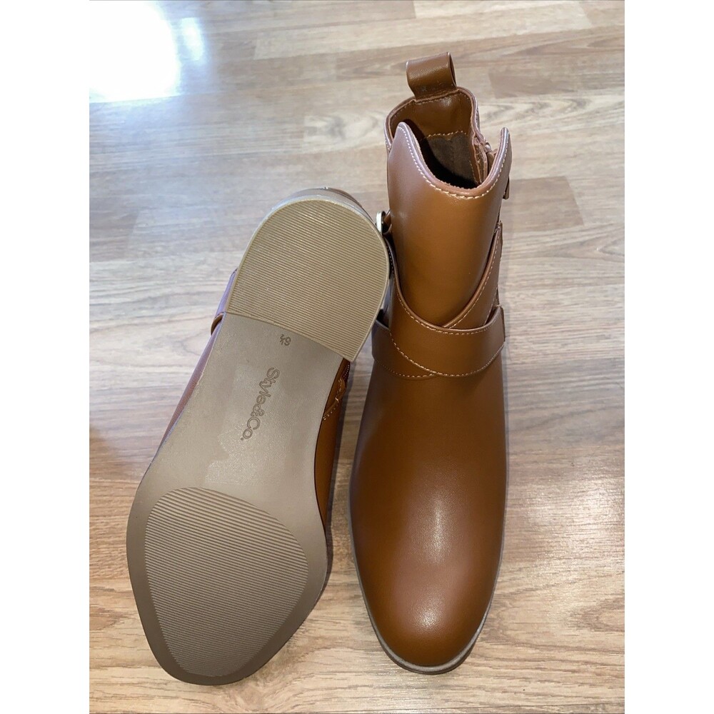 Style & Co Womens Rosaliee Belt Booties Cognac Smooth Size 6.5M - Picture 10 of 12